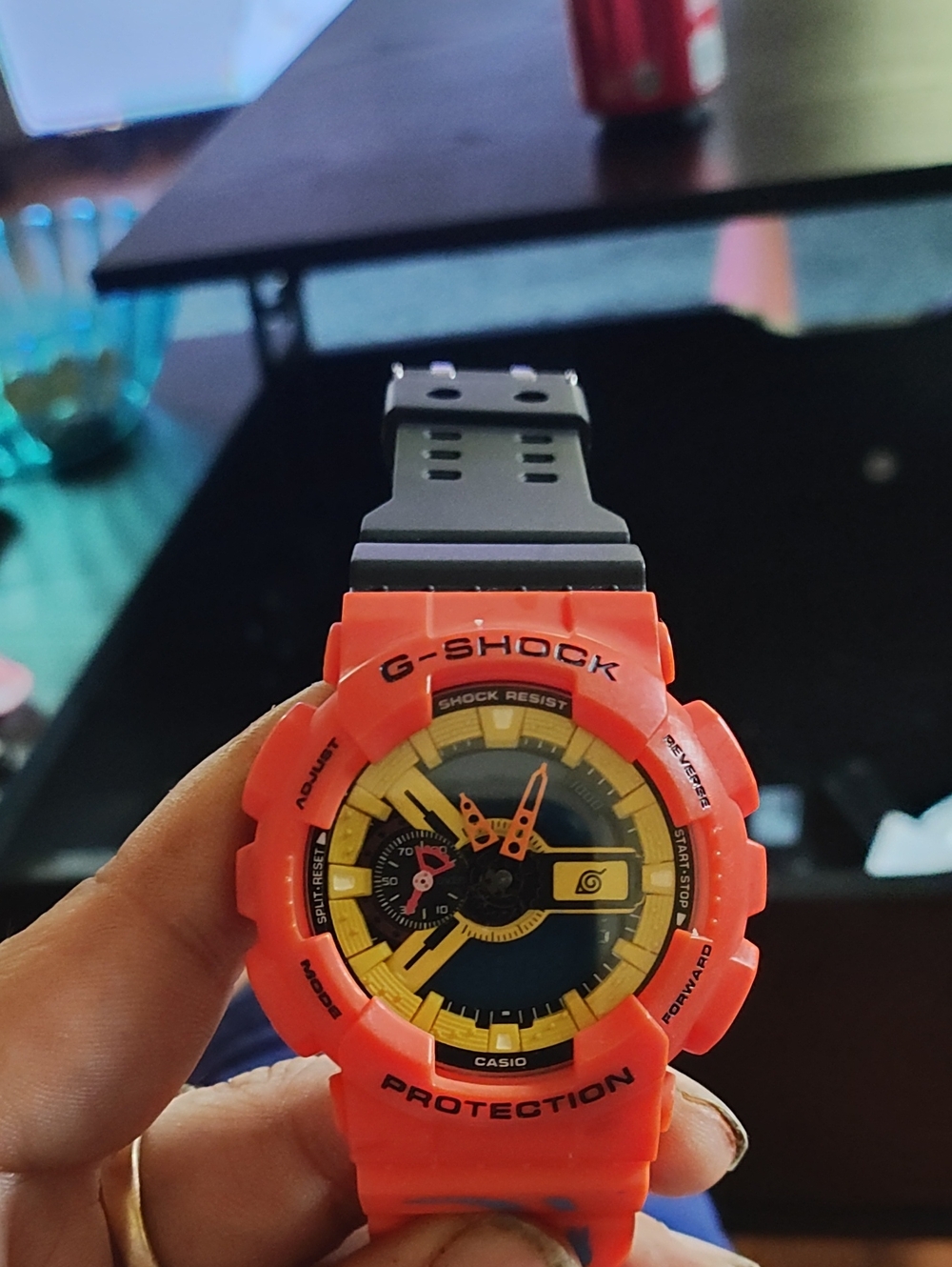Casio G-Shock Orange and Black Sport Watch with Yellow Accents